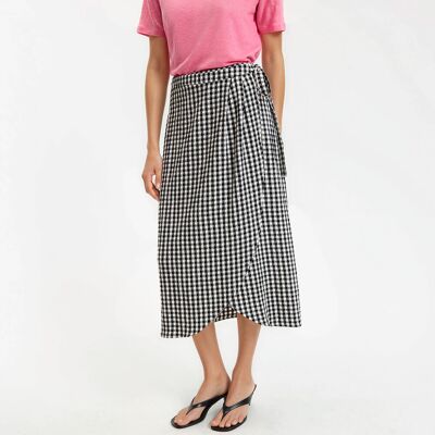 La Redoute Falda midi cruzada estampada con cuadros vichy. Talla 42. Color La Redoute Falda midi cruzada estampada con cuadros vichy. Talla 42. Color
