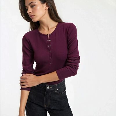 La Redoute Camiseta con cuello tunecino y manga larga. Talla XS. Color La Redoute Camiseta con cuello tunecino y manga larga. Talla XS. Color