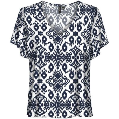 Vero Moda Blusa con cuello de pico y manga corta, estampado. Color Vero Moda Blusa con cuello de pico y manga corta, estampado. Color