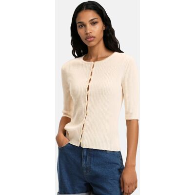 La Redoute Jersey de cuello redondo de punto de canalé fino, mezcla de lana y algodón. Talla XL. Color La Redoute Jersey de cuello redondo de punto de canalé fino, mezcla de lana y algodón. Talla XL. Color