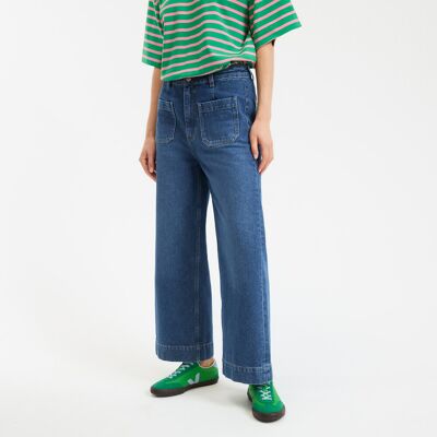 La Redoute Vaqueros anchos, cintura alta, corte capri. Talla 34. Color La Redoute Vaqueros anchos, cintura alta, corte capri. Talla 34. Color