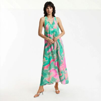 La Redoute Vestido largo sin mangas con estampados gráficos y escote de pico. Talla 40. Color La Redoute Vestido largo sin mangas con estampados gráficos y escote de pico. Talla 40. Color