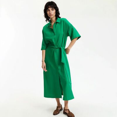 La Redoute Vestido camisero largo con cinturón y mangas al codo. Talla XS. Color La Redoute Vestido camisero largo con cinturón y mangas al codo. Talla XS. Color