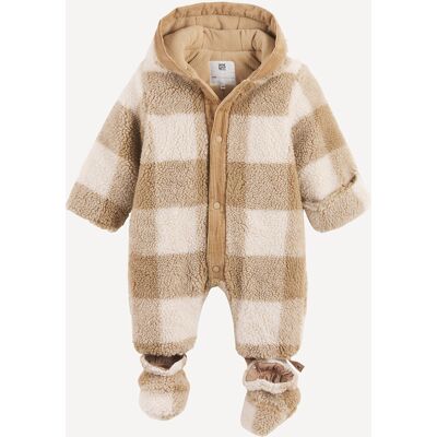 La Redoute Mono con capucha tipo sherpa, motivo de cuadros. Talla 67 cm (6 meses). Color La Redoute Mono con capucha tipo sherpa, motivo de cuadros. Talla 67 cm (6 meses). Color