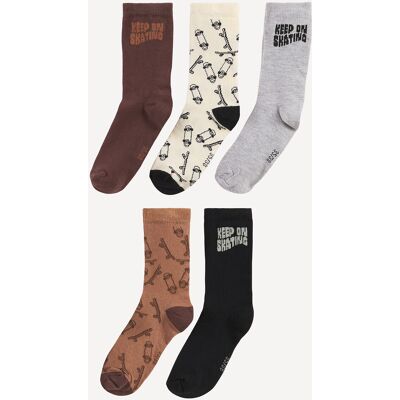 La Redoute Lote de 5 pares de calcetines, motivo de monopatín. Talla 23/26. Color La Redoute Lote de 5 pares de calcetines, motivo de monopatín. Talla 23/26. Color
