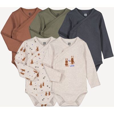 La Redoute Lote de 5 bodies de recién nacido de manga larga. Talla 74 cm (12 meses). Color La Redoute Lote de 5 bodies de recién nacido de manga larga. Talla 74 cm (12 meses). Color