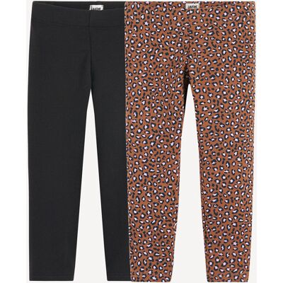 La Redoute Lote de 2 leggings con estampado animal y negro liso. Talla 86 cm (2 años). Color La Redoute Lote de 2 leggings con estampado animal y negro liso. Talla 86 cm (2 años). Color