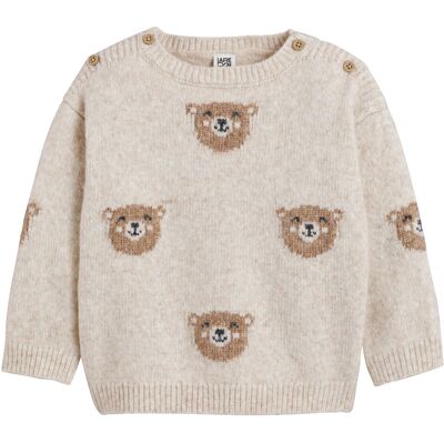 La Redoute Jersey de cuello redondo de punto grueso, motivo de oso. Talla 86 cm (2 años). Color La Redoute Jersey de cuello redondo de punto grueso, motivo de oso. Talla 86 cm (2 años). Color