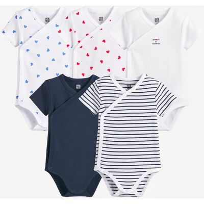 La Redoute Lote de 5 bodies para bebé, manga corta, estampado de corazones y rayas. Talla 67 cm (6 meses). Color La Redoute Lote de 5 bodies para bebé, manga corta, estampado de corazones y rayas. Talla 67 cm (6 meses). Color
