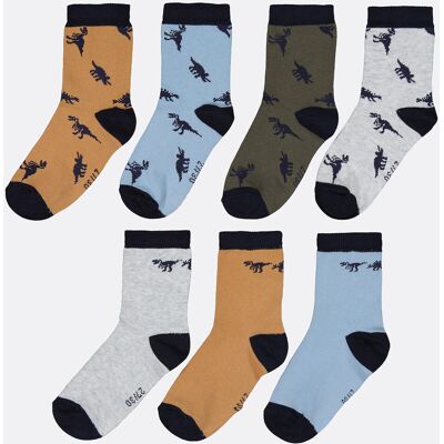 La Redoute Lote de 7 pares de calcetines, estampado de dinosaurio. Talla 23/26. Color La Redoute Lote de 7 pares de calcetines, estampado de dinosaurio. Talla 23/26. Color