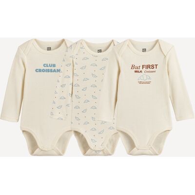 La Redoute Lote de 3 bodis estampados de manga larga con sisa americana. Talla 86 cm (2 años). Color La Redoute Lote de 3 bodis estampados de manga larga con sisa americana. Talla 86 cm (2 años). Color