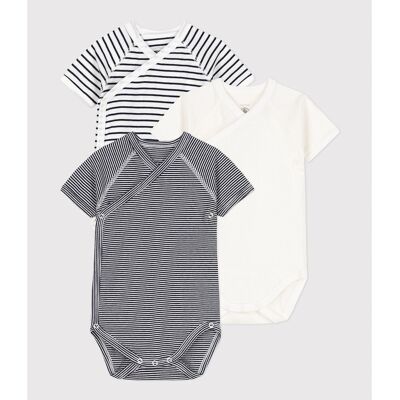 Petit Bateau Lote de 3 bodies cruzados de manga corta. Color Petit Bateau Lote de 3 bodies cruzados de manga corta. Color
