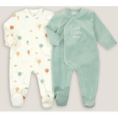 La Redoute Lote de 2 pijamas de una pieza de terciopelo. Talla 45 cm (Recién Nacido). Color La Redoute Lote de 2 pijamas de una pieza de terciopelo. Talla 45 cm (Recién Nacido). Color