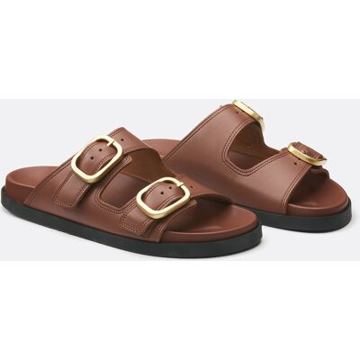 La Redoute Mules de piel con doble correa. Talla 42. Color La Redoute Mules de piel con doble correa. Talla 42. Color