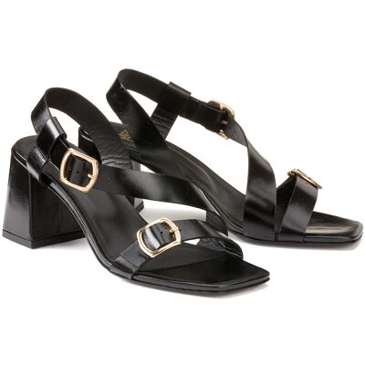 La Redoute Sandalias de piel con hebillas, tacón alto. Talla 37. Color La Redoute Sandalias de piel con hebillas, tacón alto. Talla 37. Color