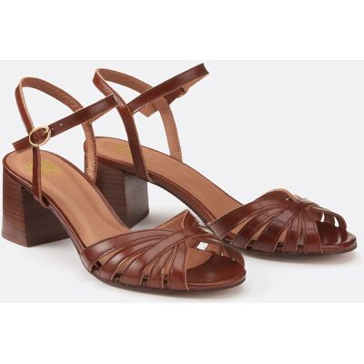 La Redoute Sandalias de piel tacón medio. Talla 39. Color La Redoute Sandalias de piel tacón medio. Talla 39. Color