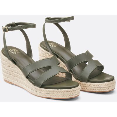 La Redoute Alpargatas de piel con tacón de cuña. Talla 39. Color La Redoute Alpargatas de piel con tacón de cuña. Talla 39. Color