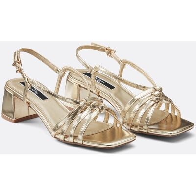 Pepe Jeans Sandalias de tacón metalizadas Zoe. Color Pepe Jeans Sandalias de tacón metalizadas Zoe. Color