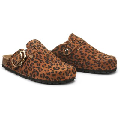 La Redoute Mules zuecos de piel con estampado de leopardo. Talla 42. Color La Redoute Mules zuecos de piel con estampado de leopardo. Talla 42. Color