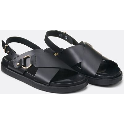 La Redoute Sandalias cruzadas de piel lisa. Talla 39. Color La Redoute Sandalias cruzadas de piel lisa. Talla 39. Color