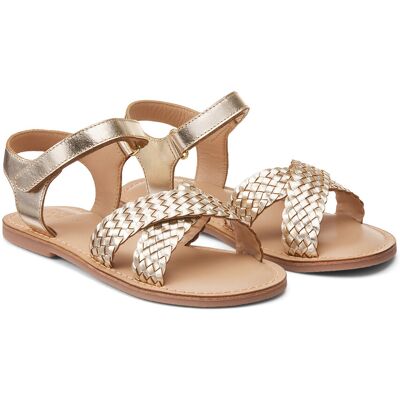 La Redoute Sandalias doradas de piel trenzada. Talla 31. Color La Redoute Sandalias doradas de piel trenzada. Talla 31. Color