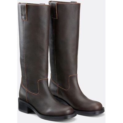 La Redoute Botas moteras rectas de piel. Talla 40. Color La Redoute Botas moteras rectas de piel. Talla 40. Color