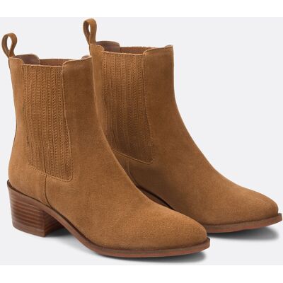 La Redoute Botines de vaqueta con tacón ancho. Talla 42. Color La Redoute Botines de vaqueta con tacón ancho. Talla 42. Color