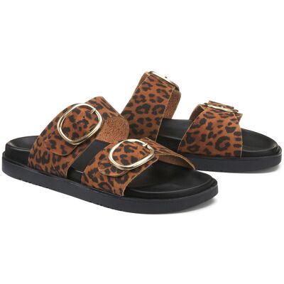 La Redoute Mules de piel con estampado de leopardo, Signature SALOME. Talla 42. Color La Redoute Mules de piel con estampado de leopardo, Signature SALOME. Talla 42. Color