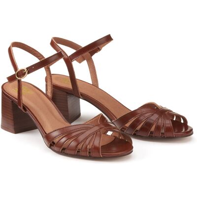 La Redoute Sandalias de piel tacón medio. Talla 37. Color La Redoute Sandalias de piel tacón medio. Talla 37. Color