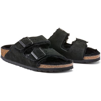 Birkenstock Mules de piel con pelo sintético Arizona Fell. Color Birkenstock Mules de piel con pelo sintético Arizona Fell. Color