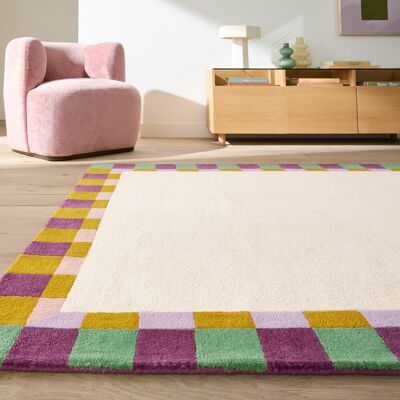 La Redoute Alfombra de lana, borde a cuadros, OBAN. Talla 120 x 170 cm. Color La Redoute Alfombra de lana, borde a cuadros, OBAN. Talla 120 x 170 cm. Color