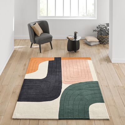 LA REDOUTE INTERIEURS Alfombra de Lana Multicolor - Patrón Abstracto Modernista LA REDOUTE INTERIEURS Alfombra de Lana Multicolor - Patrón Abstracto Modernista