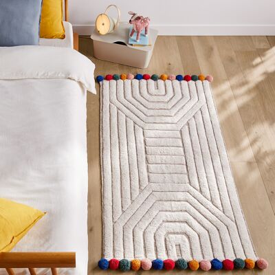 AM.PM Alfombra de cama infantil, de algodón orgánico de tuft, Ponponi. Color AM.PM Alfombra de cama infantil, de algodón orgánico de tuft, Ponponi. Color