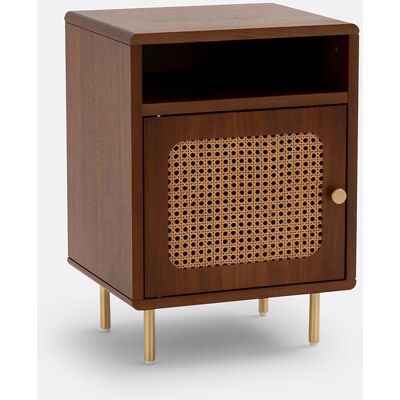 LA REDOUTE INTERIEURS Mesilla de noche de nogal - Estilo años 50 - Con puerta de mimbre LA REDOUTE INTERIEURS Mesilla de noche de nogal - Estilo años 50 - Con puerta de mimbre