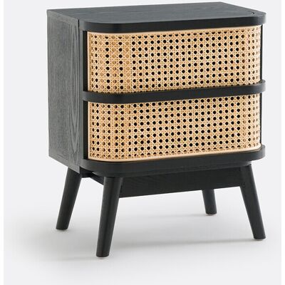 Mesita de noche Laora de La Redoute Interieurs - Madera y Ratán - Negro Mesita de noche Laora de La Redoute Interieurs - Madera y Ratán - Negro