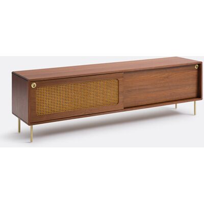 La Redoute INTERIEURS Mueble De TV De Chapa De Nogal Y Ratán, Longitud 180 Cm, REDPOP. Talla talla única. Color La Redoute INTERIEURS Mueble De TV De Chapa De Nogal Y Ratán, Longitud 180 Cm, REDPOP. Talla talla única. Color