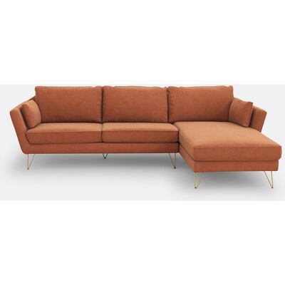LA REDOUTE INTERIEURS Sofá rincón de terciopelo - Fijo - Marrón LA REDOUTE INTERIEURS Sofá rincón de terciopelo - Fijo - Marrón