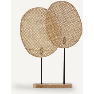 Lámpara de mesa AM.PM Canopée - Ratán, acero, base de travertino Lámpara de mesa AM.PM Canopée - Ratán, acero, base de travertino