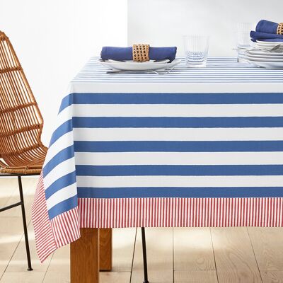 Mantel de algodón impermeable La Redoute Interiors - 150x250cm - Azul con borde rojo Mantel de algodón impermeable La Redoute Interiors - 150x250cm - Azul con borde rojo