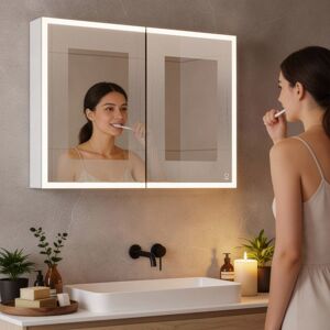 Home Deluxe Armario con espejo LED EVE negro - 100 x 80 cm Home Deluxe Armario con espejo LED EVE negro - 100 x 80 cm