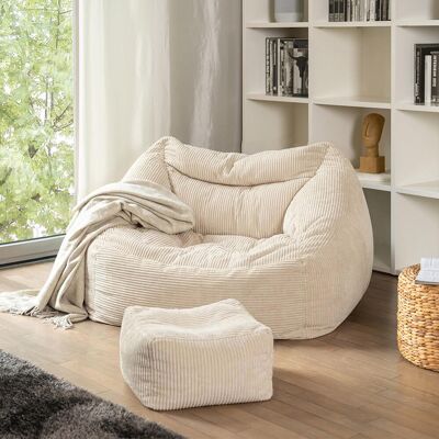 Home Deluxe Beanbag con taburete COZY - Beige Home Deluxe Beanbag con taburete COZY - Beige