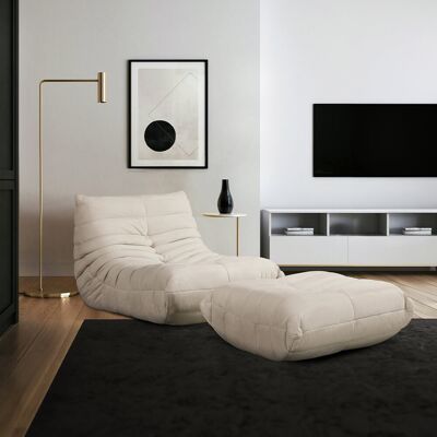 Home Deluxe Sillón relax con taburete CHILL - Beige Home Deluxe Sillón relax con taburete CHILL - Beige