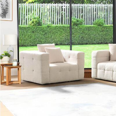 Home Deluxe Sillón Teddy bouclé COMO - 132 x 92 cm Beige Home Deluxe Sillón Teddy bouclé COMO - 132 x 92 cm Beige
