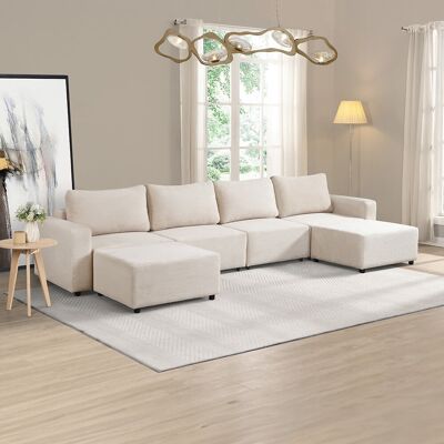 Home Deluxe Sofá cama modular beige - 380 x 168 cm Home Deluxe Sofá cama modular beige - 380 x 168 cm