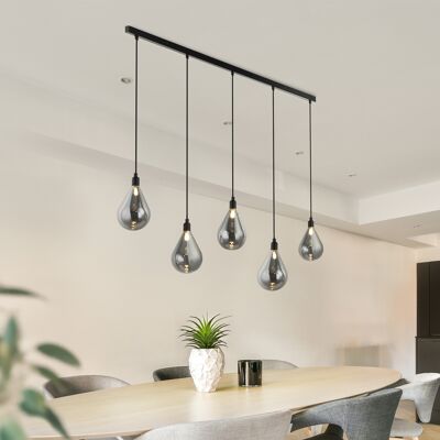 Home Deluxe Lámpara colgante de cristal CELIA gris humo - 5 luces Home Deluxe Lámpara colgante de cristal CELIA gris humo - 5 luces