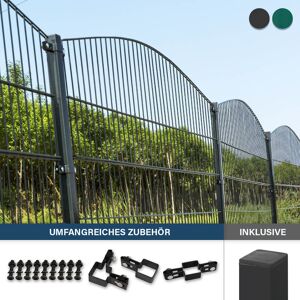 Home Deluxe Valla decorativa de doble piquete montaña incl. postes esquineros antracita/verde MORATA - 120 cm x 20m sin postes esquineros Home Deluxe Valla decorativa de doble piquete montaña incl. postes esquineros antracita/verde MORATA - 120 cm x 20m sin postes esquineros