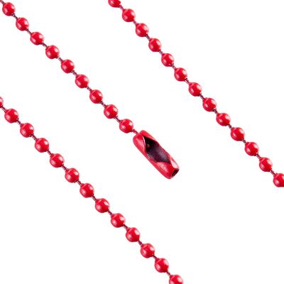 SPRINTIS 100 Unidades - Cadenas de bolas, con cierre a presión 102 mm 2.4 mm rojo , metal SPRINTIS 100 Unidades - Cadenas de bolas, con cierre a presión 102 mm 2.4 mm rojo , metal