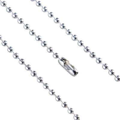 SPRINTIS 100 Unidades - Cadenas de bolas, con cierre a presión 600 mm 2.4 mm plata , metal SPRINTIS 100 Unidades - Cadenas de bolas, con cierre a presión 600 mm 2.4 mm plata , metal