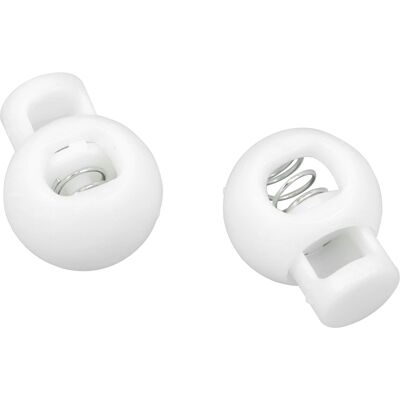 SPRINTIS 100 Unidades - Freno de cordón, agujero de 8 mm, bola, blanco, nylon SPRINTIS 100 Unidades - Freno de cordón, agujero de 8 mm, bola, blanco, nylon