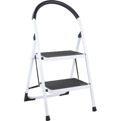 TWINCO 1 Escalera plegable, 2 peldaños, acero PP, blanco negro TWINCO 1 Escalera plegable, 2 peldaños, acero PP, blanco negro